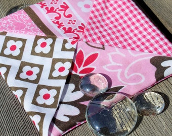 Sous-bocks faits main en tissu floral rose, ensemble de 4