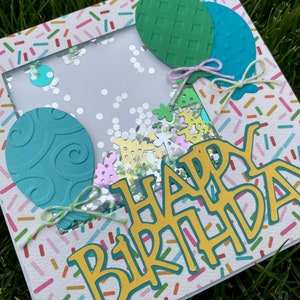 Happy Birthday Shaker Card, Shaker Card, Birthday Card, Card for Her, Card for Him, Celebration Card, Balloon Card, Handmade Card, Fun Card