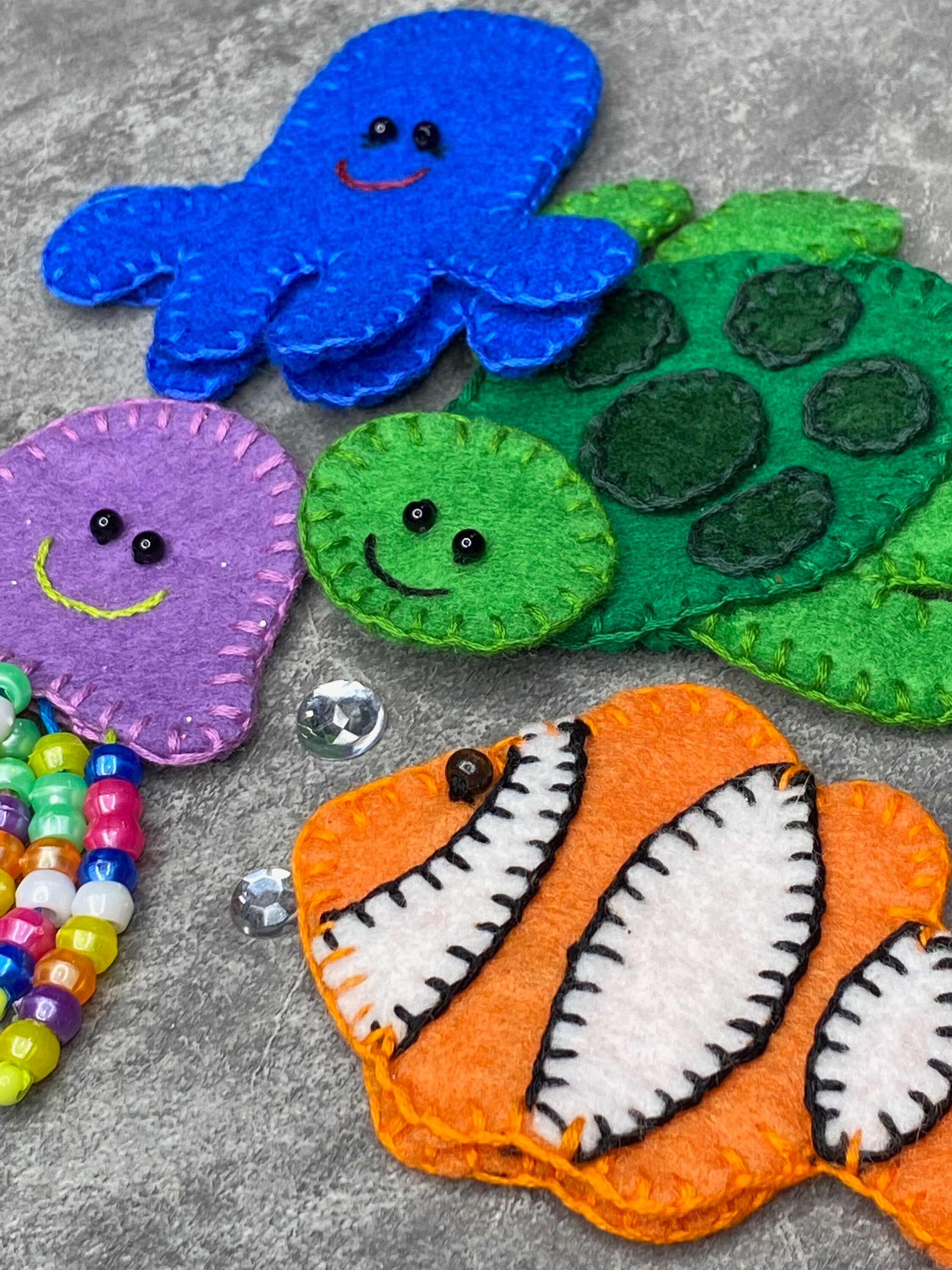 Sea Animal Finger Puppets Octopus Puppet Jellyfish Puppet Etsy UK