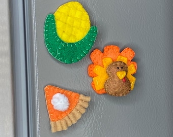 Cute Refrigerator Magnets, Felt Thanksgiving Magnet Set, Felt Turkey Magnet, Fun Magnet Play, Refrigerator Decoration, Magnet Board Magnets