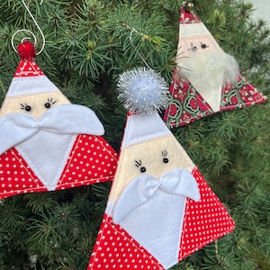 Quilted Santa Christmas Ornament: Handmade Fabric Holiday Decor