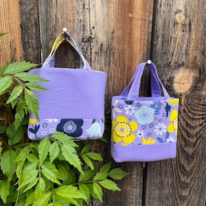 4&quot; Mini tote, Gift tote, Gift card tote, Jewelry tote, Party favor bag, Gift giving bag, Cute bag, Fabric tote, Doll Accessory, Candy bag