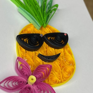 Cartão de abacaxi acolchoado, arte acolchoada, arte em papel, cartão de aniversário acolchoado, cartão de dia dos namorados, cartão pensando em você, cartão exclusivo, cartão em branco