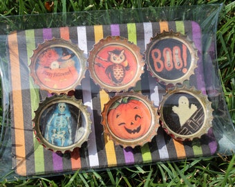 Halloween Bottle Cap Magnets, Vintage Magnets, Ghost Magnet, Pumpkin Magnet, Decorative Magnets, Handmade Magnets, Fridge Magnets, Magnets