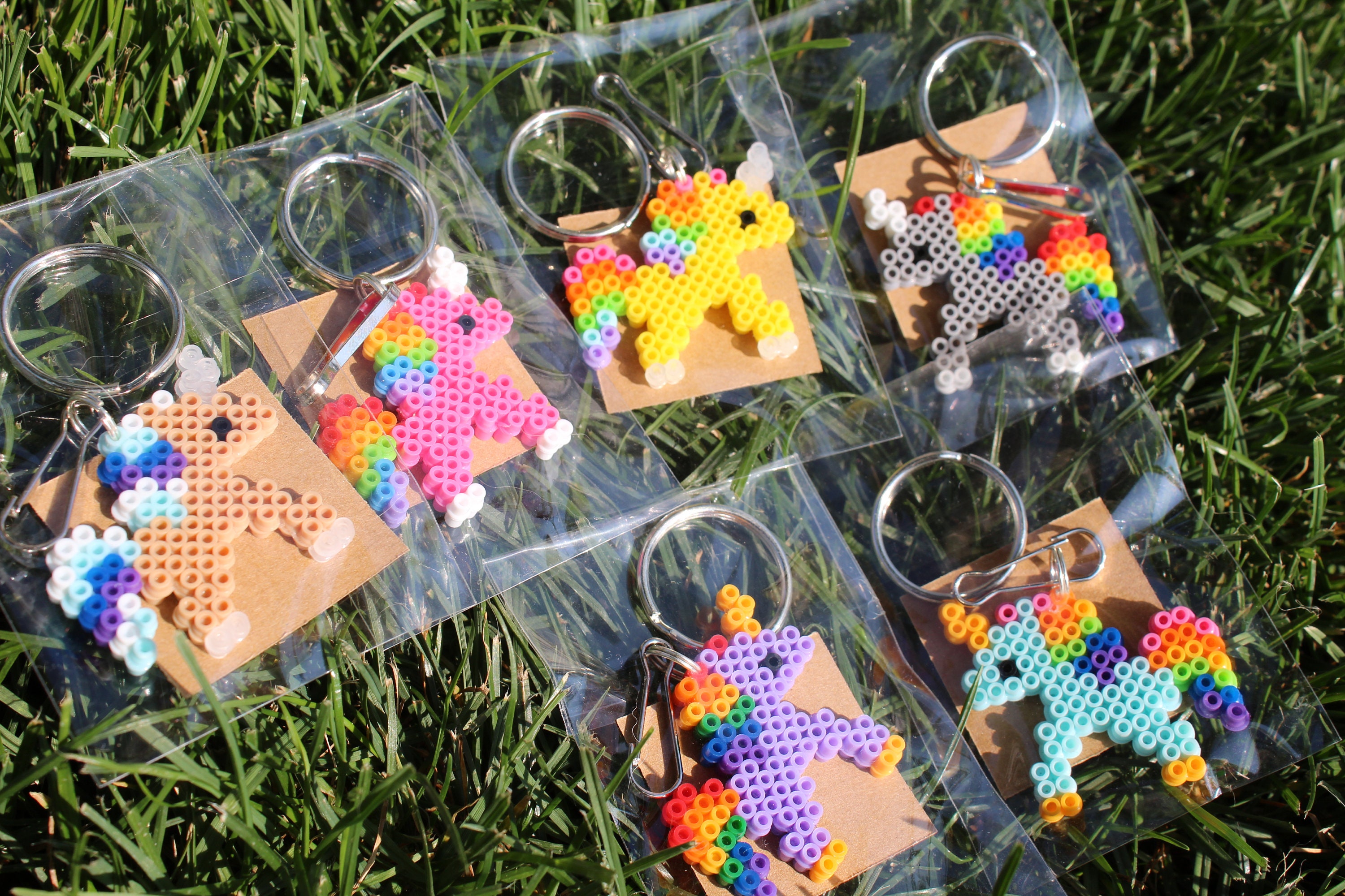 Unicorn Keychain Double Sided Perler Bead Keychain Fuse Etsy Canada