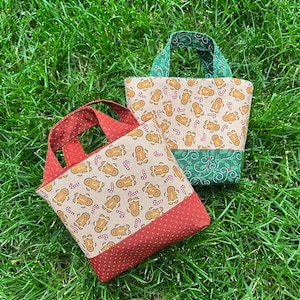 4&quot; Mini tote, Gift tote, Gift card tote, Jewelry tote, Party favor bag, Gift giving bag, Doll Accessory, Fabric tote,Mini tote bag,Candy bag