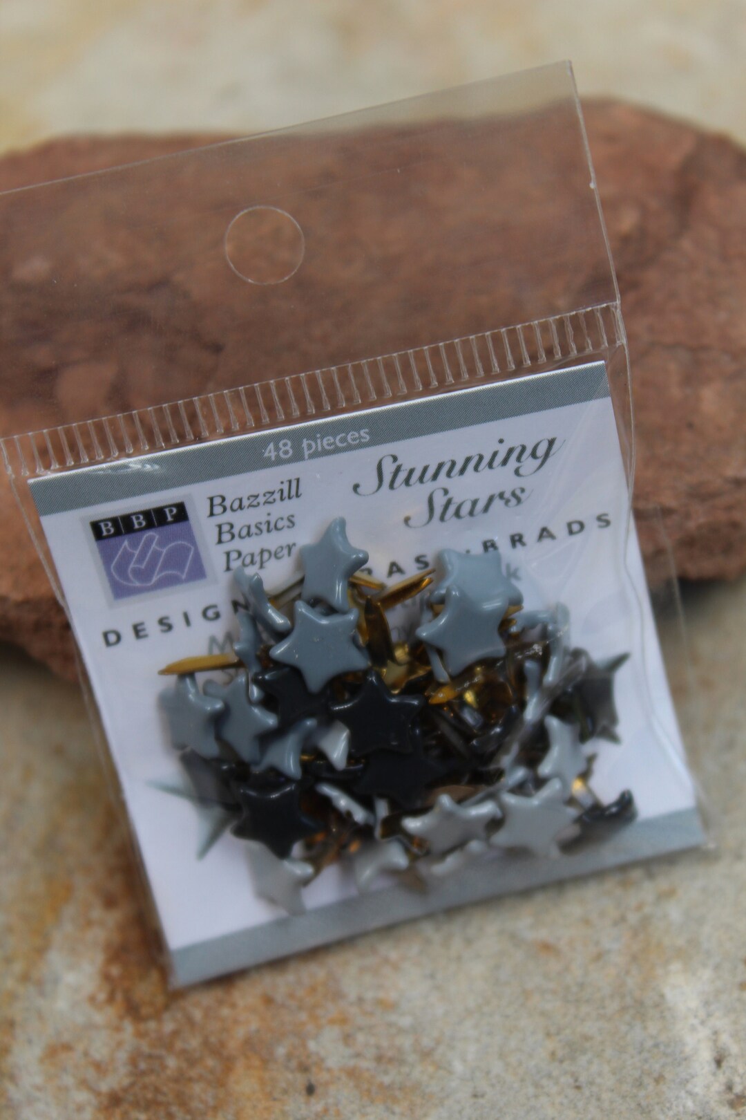 Black Star Shaped Brads Brand New Brads Bazzill Basics Etsy