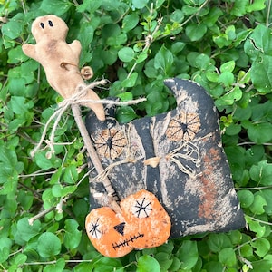 Primitive Katze / Geist / Kürbis, primitive Katze, primitiver Geist, primitives Halloween, Halloween-Dekor, Land-Primitive, rustikales Dekor