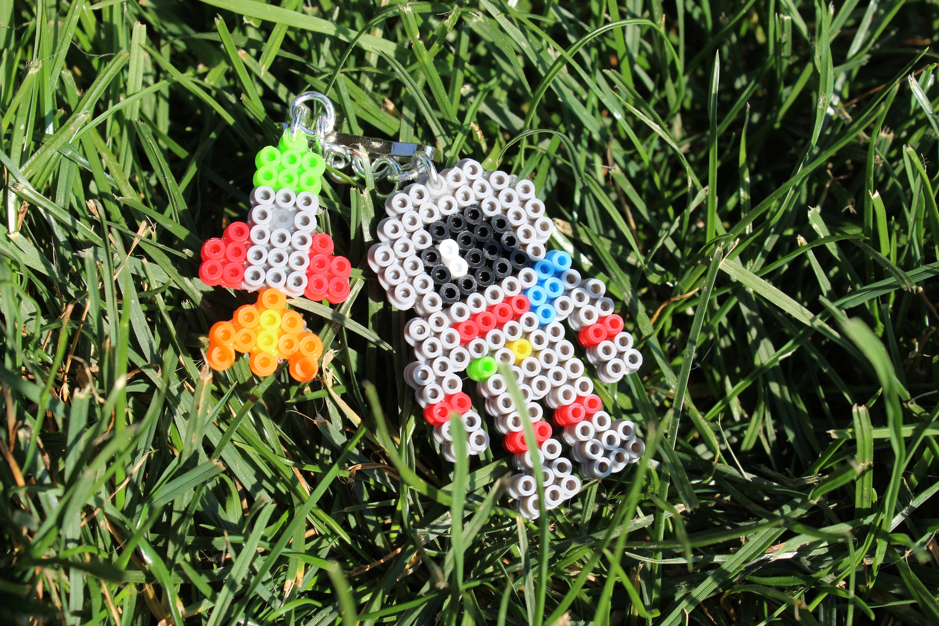 Spaceman Perler Bead Keychain: Double Sided Fuse Bead Charm Spaceman Perler Bead Keychain: Double Sided Fuse Bead Charm