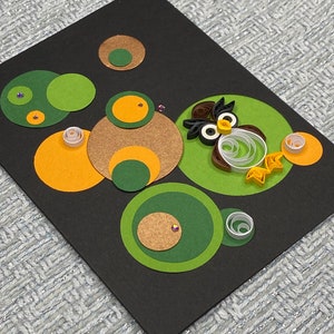Cartão de coruja acolchoado, arte acolchoada, cartão de formatura, cartão de agradecimento, cartão de aniversário, arte em papel, cartão de felicitações, cartão exclusivo, pensando em você