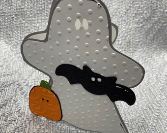 Ghost Halloween-kaart: wenskaart in de vorm van een pompoen