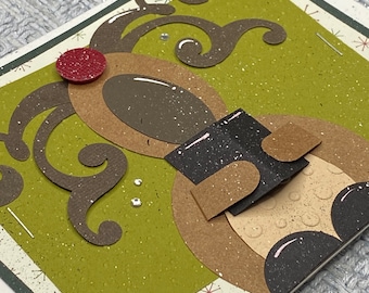 Singende Rentier Weihnachtskarte: Handgemachte Grußkarte (4.5x6)