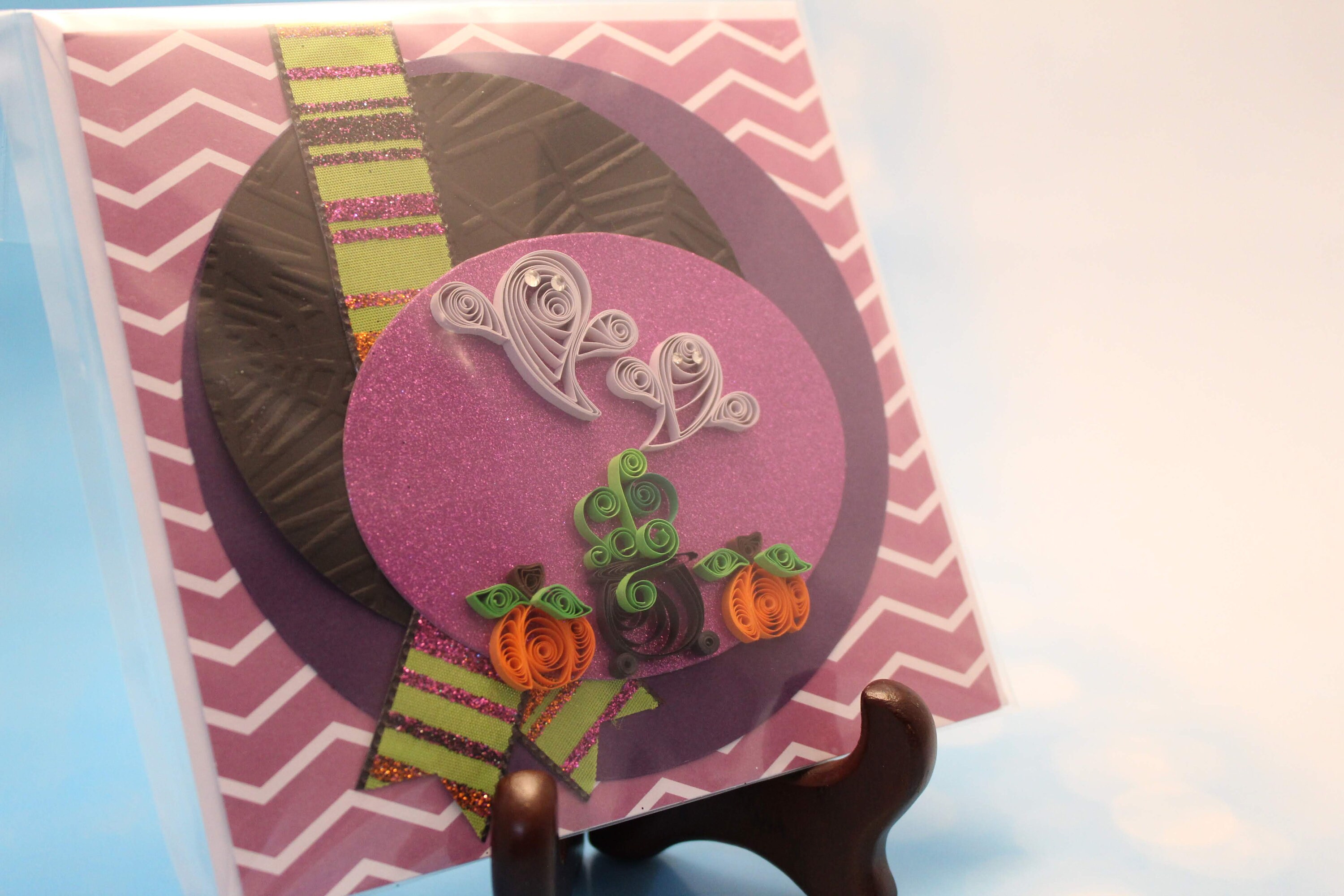 Quilled Halloween Card Fall Card Ghost Card Cauldron Etsy