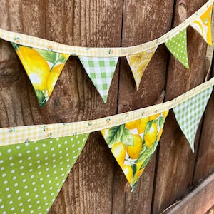 Lemon Bunting, Yellow Bunting, Fabric Bunting, Fabric Banner, Summer Decoration, Garland, Tiered Tray Decoration, Birthday Banner, Kitchen