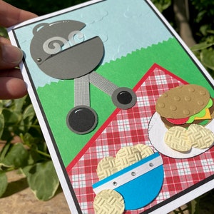 Weekend BBQ-kaart, picknickkaart, hamburgerkaart, zomerkaart, Vaderdagkaart, verjaardagskaart, uitnodiging feest, kaart blanco binnenkant, kaart verjaardag