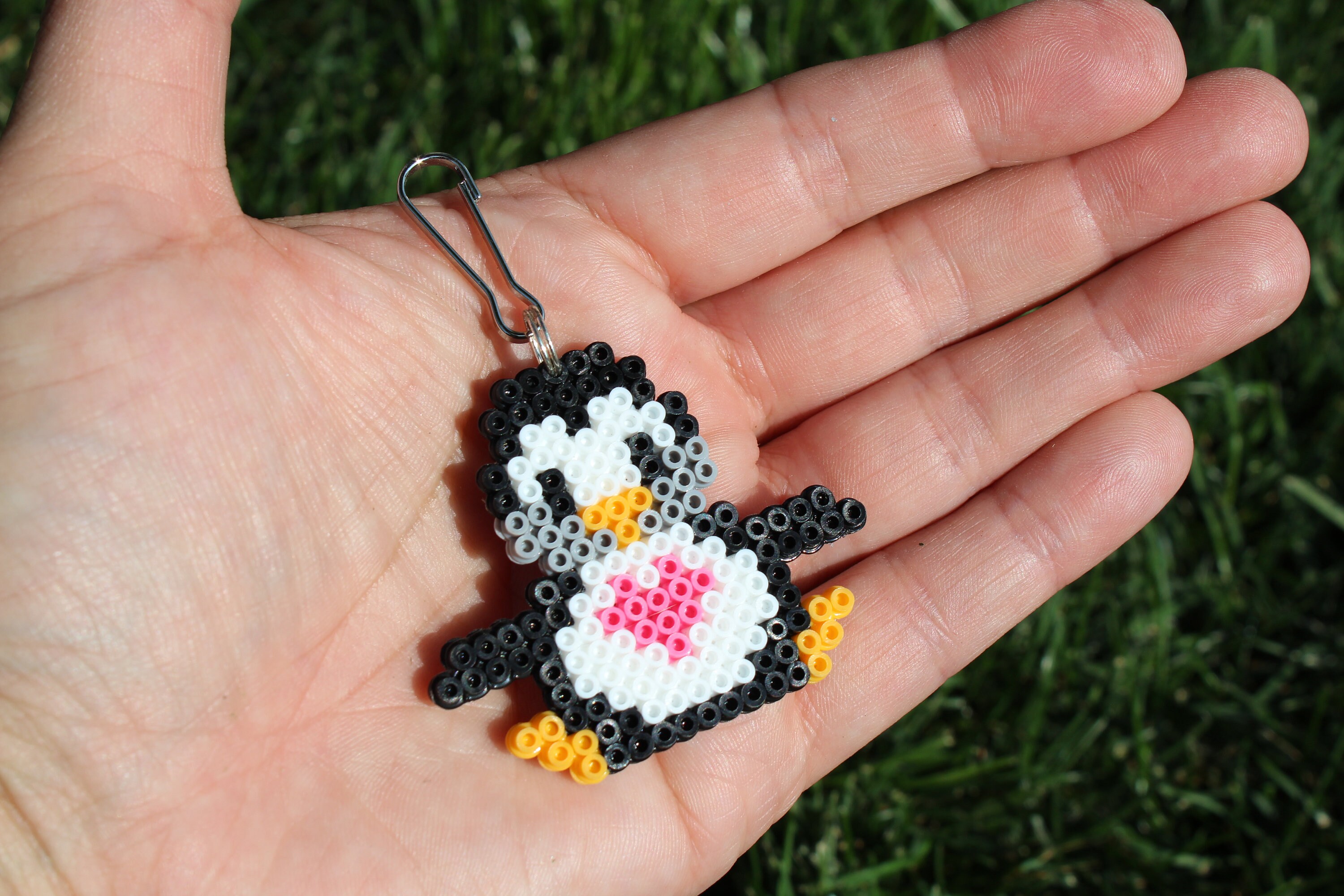 Penguin Keychain Double Sided Perler Bead Keychain Fuse Etsy