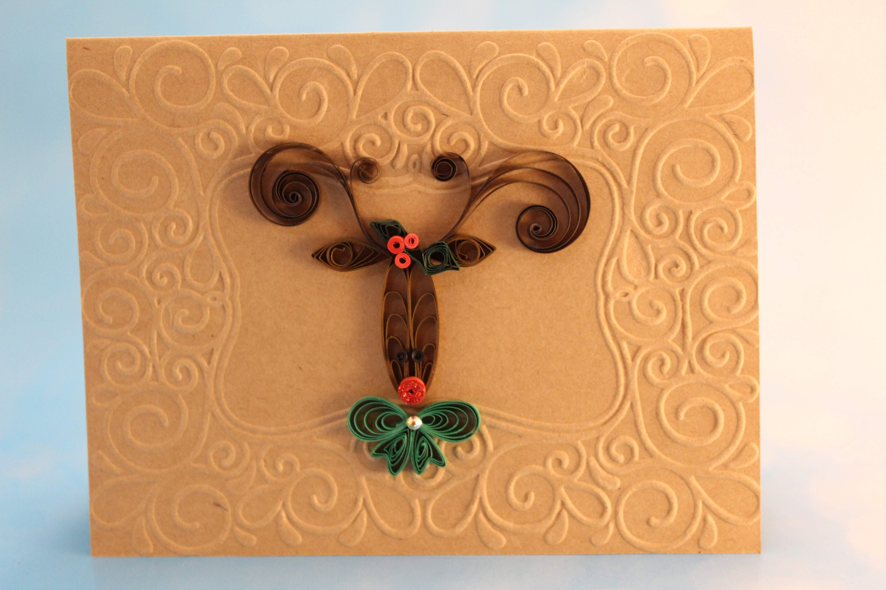 Quilled Reindeer Card Christmas Card Holiday Card Quilled Etsy