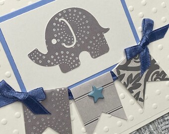 Handgemachte Elefant Baby Karte: Neugeborene, Baby Shower