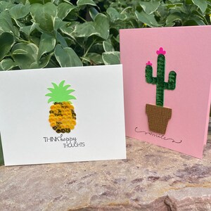 Tarjeta de piña, tarjeta de felicitación de cactus, tarjeta de nota de piña, tarjeta de nota de cactus, tarjeta edificante, tarjeta de agradecimiento, tarjeta de amistad, tarjeta pensando en usted