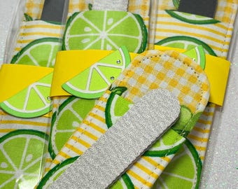 Fabric Nail File Holder with File: Citrus Print Sleeve