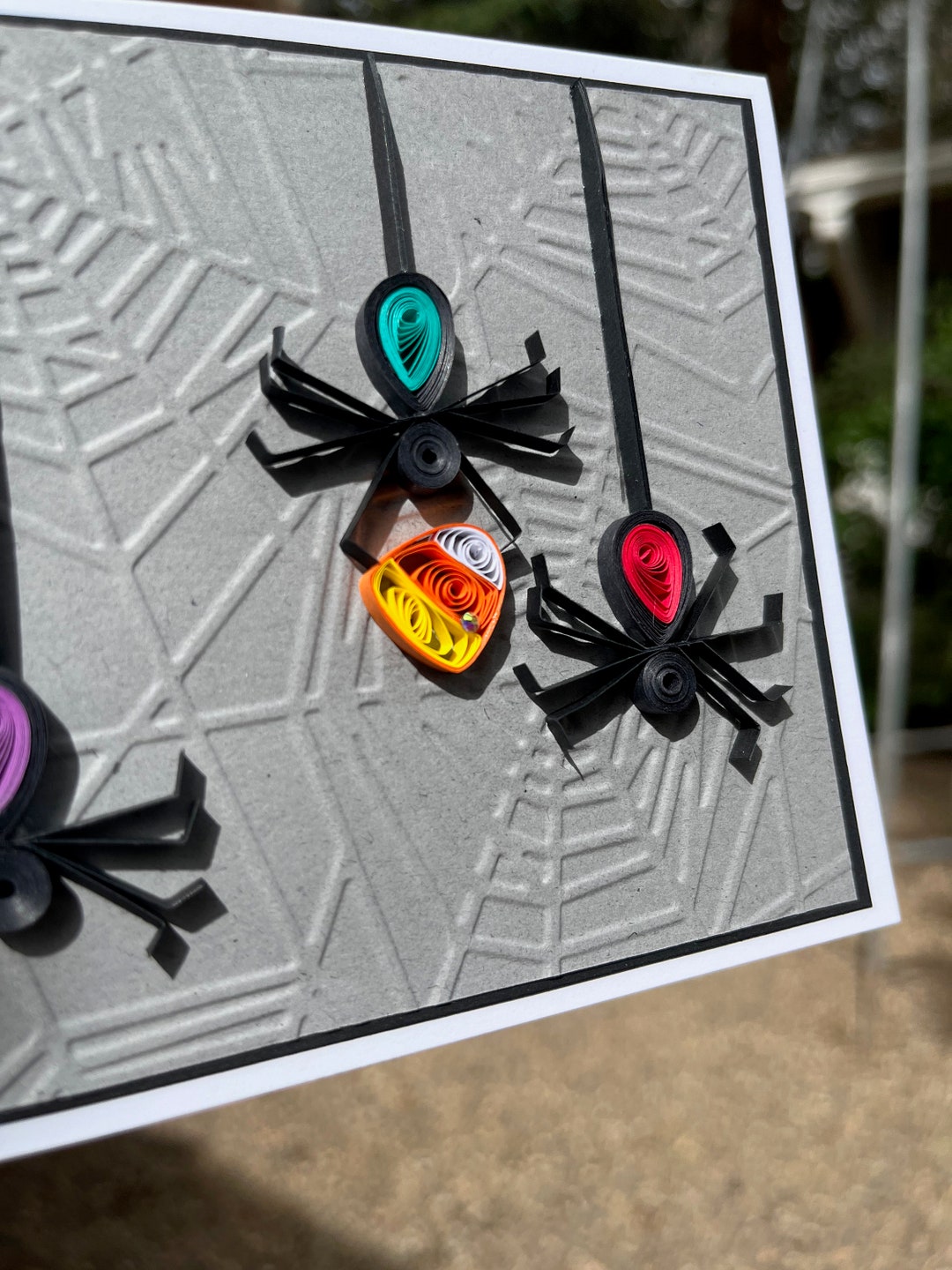 Halloween Card, Spider Card, Handmade Greeting Card, Quilled Art