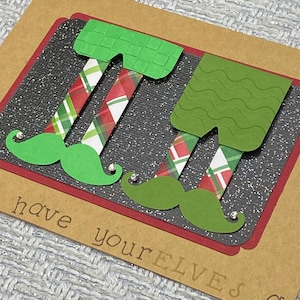 Elfenkaart, kerstkaart, leuke kerstkaart, handgemaakte kerstkaart, leuke kerstkaart, wenskaart, kerstkaart