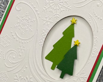 Christmas Card, Holiday Card, Holiday Invitation, Christmas Trees, Greeting Card, Handmade Greeting Card