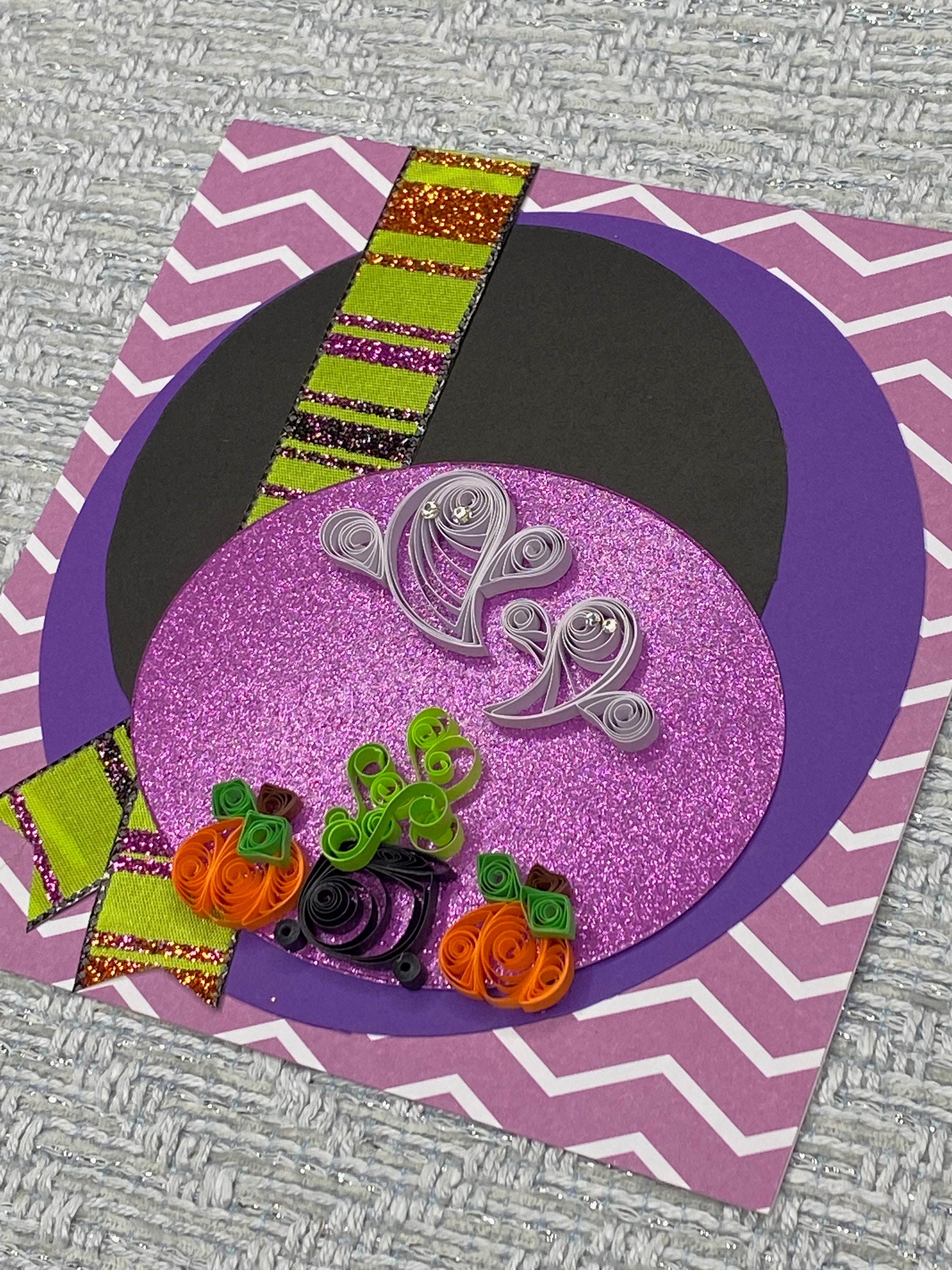 Quilled Halloween Card Fall Card Ghost Card Cauldron Etsy