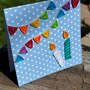 Quilled Kerze Karte, Feier Karte, Quilled Geburtstagskarte, Geburtstagskarte, lustige Karte, Karte für Jungen, Karte für Mädchen, Quilled Art
