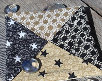 Posavasos de tela de algodón hechos a mano, diseño de estrellas, juego de 4