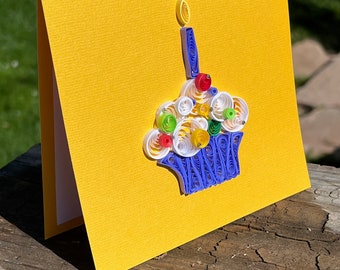 Quilled Cupcake Card, Quilled Cupcake Birthday Card, Birthday Card, Funny Card, Boy's Card, Girls' Card, Quilled Art, Paper Art