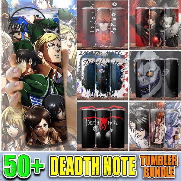 50 + Death Note Tumbler Bundle, Manga Bundle Digital Design, Anime Tumbler 20oz Skinny Sublimation, Full Tumbler Wrap