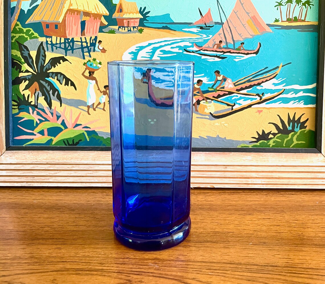 3 ANCHOR HOCKING Essex Cobalt Blue Iced Tea Glasses Anchor Etsy