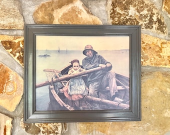 Vintage The Helping Hand Emile Renouf Framed Nautical Print