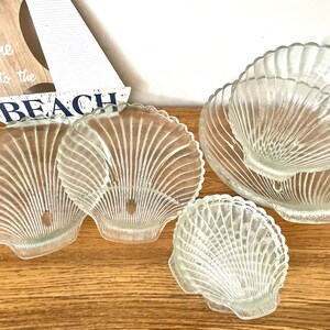 Anchor Hocking Shell Dinnerware Set, 70s Frosted Glass Plates and Bowls