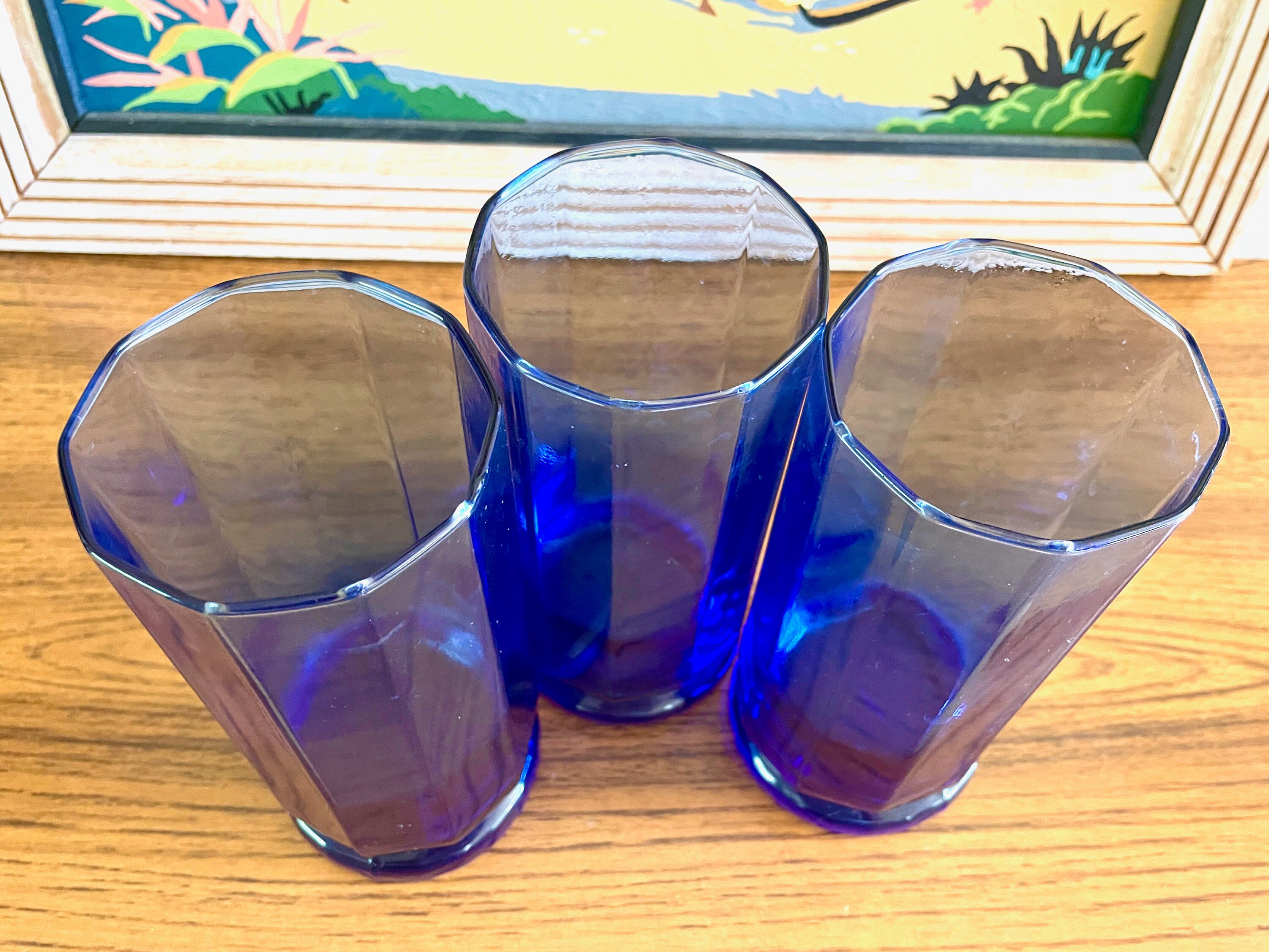 3 ANCHOR HOCKING Essex Cobalt Blue Iced Tea Glasses Anchor Etsy