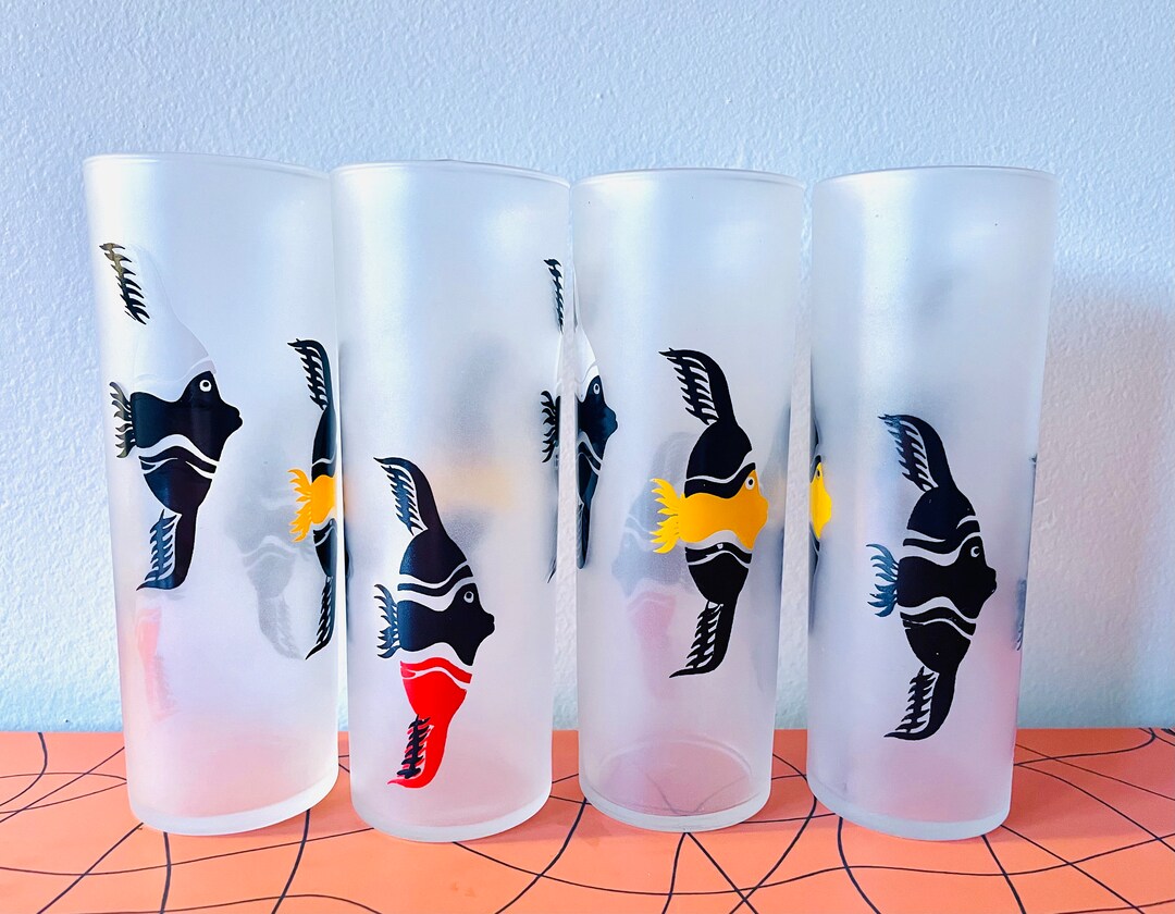 Angelfish Spectacles Set of 4 Federal Glass Angelfish Tom Collins Glasses, Angel Fish Zombie ...