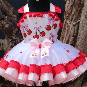 Cherry Valentine Tutu Dress: Coquette Bows & Hearts