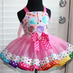 Candy Land Tutu Dress: Polka Dot Bow, Colorful Candy