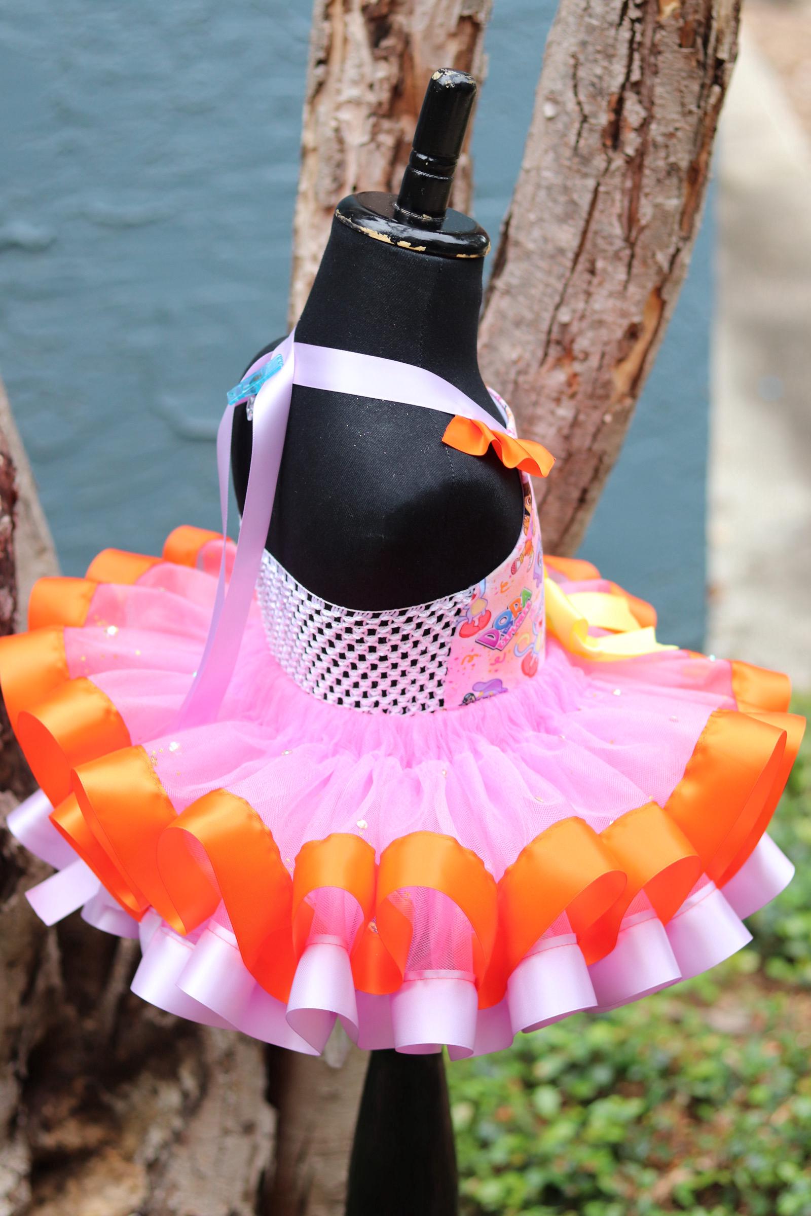 dora tutu birthday dress Dora the Explorer tutu set- Dora the Explorer outfit-Dora the Explorer  birthday outfit