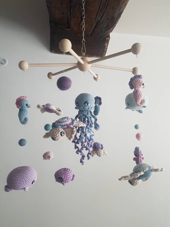 Mobile Pour Bebe Pieuvre Hippocampetortue Etsy France