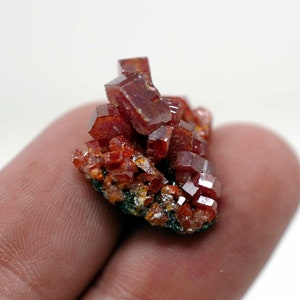 Top Grade Rare Vanadinite Natural Raw Druzy Cluster, Unique Mineral Specimen, Fiery Red Orange Natural Crystal - Sahara Desert, Perfect Gift