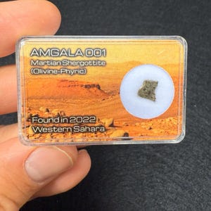 Amgala 001 Martian Meteorite | Certified Rare Mars Rock | 0.10–0.25g Specimen | Display Box & Certificate Included | Unique Space Gift!