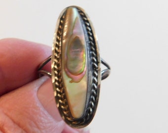 Bague Sterling Abalone 1 3/8 » de long