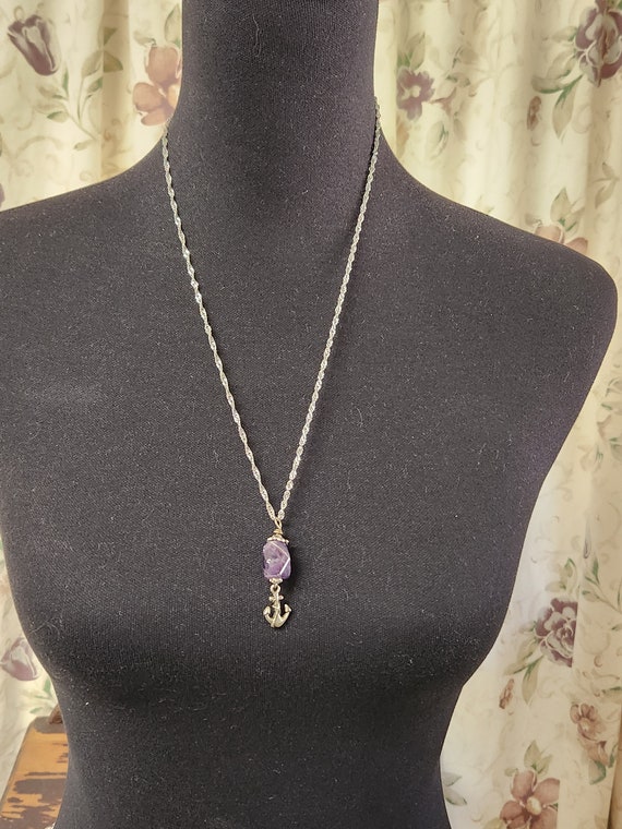 pendant necklace  amethyst  with anchor - image 9