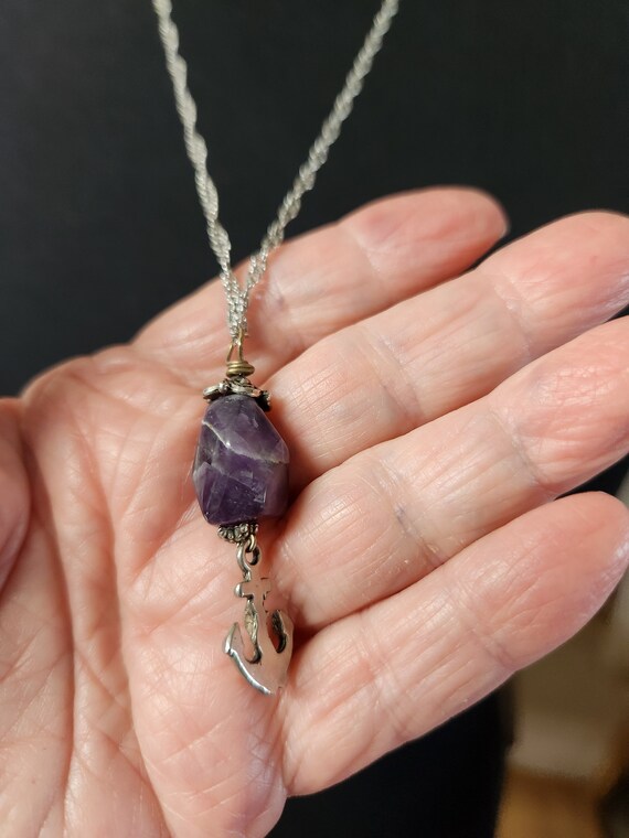pendant necklace  amethyst  with anchor - image 2