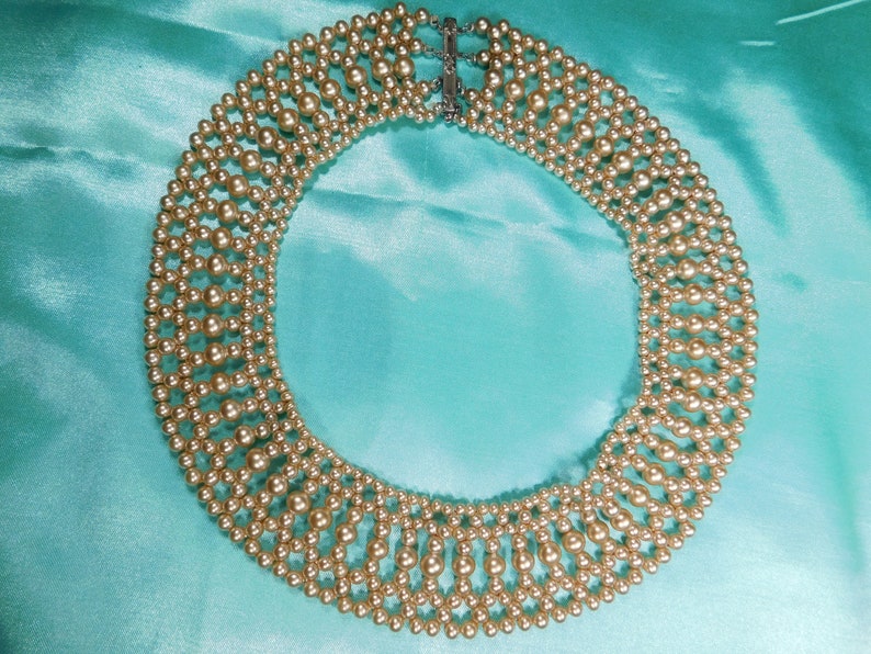 Antique faux pearl collar and Bracelet Art Deco sterling clasp
