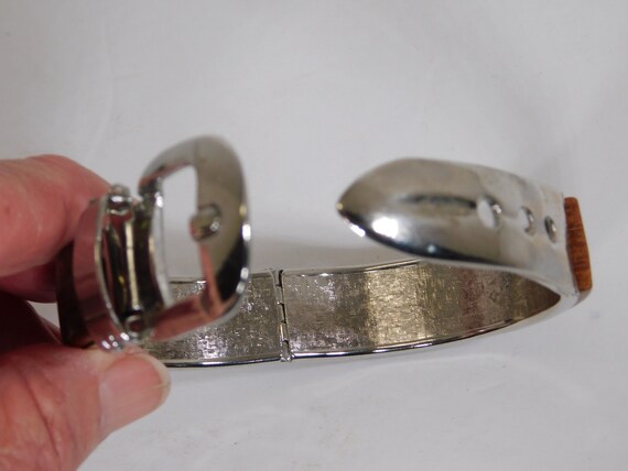 Bracelet in style of belt with buckle clasp silve… - image 2