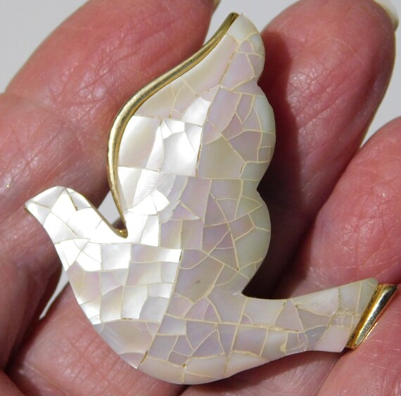 White dove signed LC in script Faux MOP on plasti… - image 4