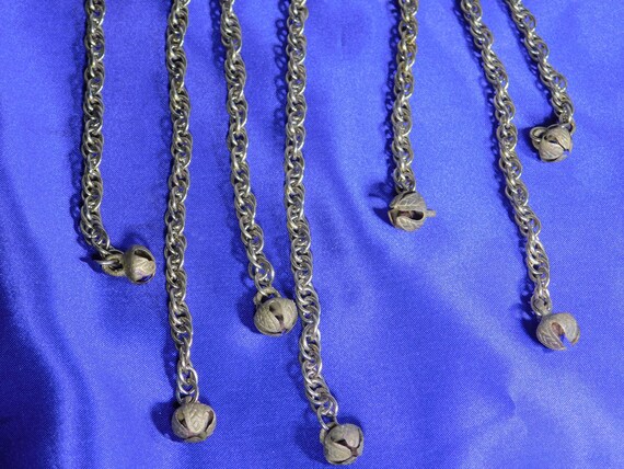 Bib style chains with bells necklace twisted gold… - image 3